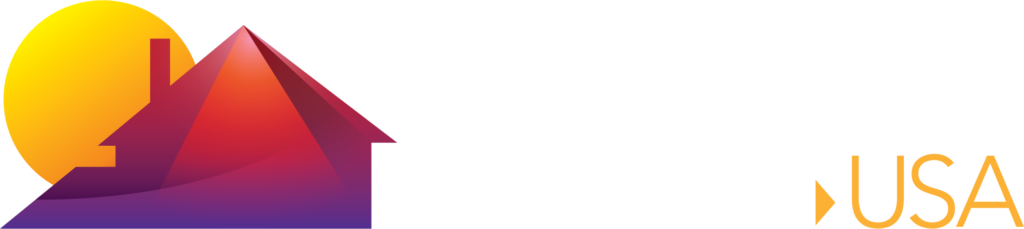 Home Free USA Logo with house with a sun above it
