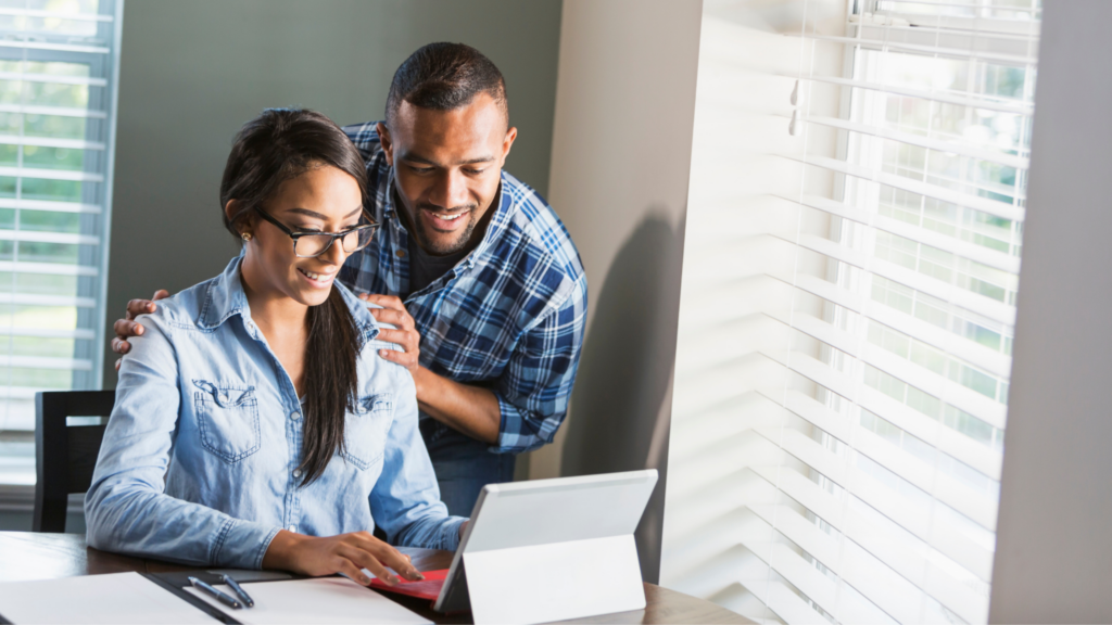 Couple looking at tablet