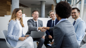 Job seeker at a group interview