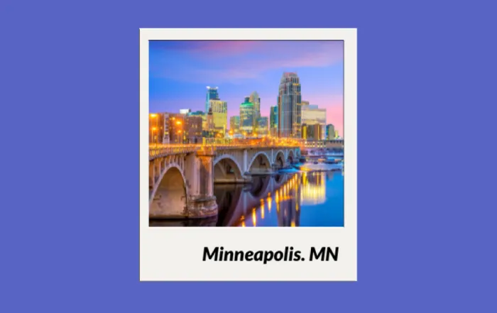 Polaroid picture of a landmark in Minneapolis MN